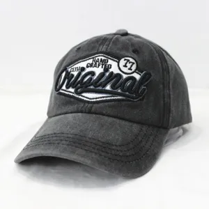 Gewaschene Baumwolle Bestickte Baseballkappe Retro Distressed Verstellbarer Sonnenhut Für Herren Damen Casual Outdoor Streetwear