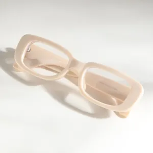 Retro small rectangular cream beige frame glasses for fashion men and women classic
