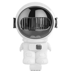 Portable astronaut mini fan for stroller and desktop, rechargeable personal cooling device with clip.
