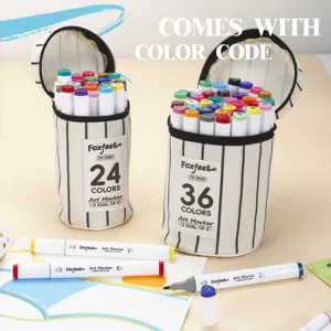 Set de rotuladores de doble punta triangular con bolsa de lona para dibujo artístico.