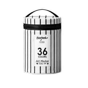 set de 36 rotuladores artisticos doble punta en bolsa cilindro rayas blanco negro dibujo