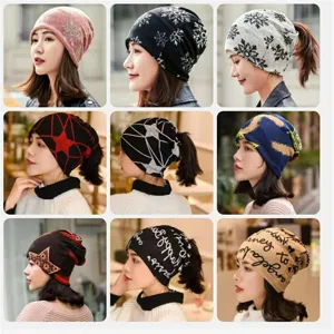 Berretto Slouchy Multifunzionale Unisex in Imitazione Cashmere Turbante Sciarpa Stampato per Uomo Donna