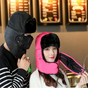 Sombreros ushanka de invierno a prueba de viento para hombre y mujer con máscara
