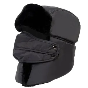 Gorro ruso Ushanka de invierno gris con máscara cortavientos y orejeras