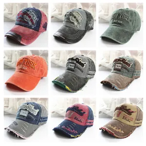 Retro Distressed Baumwolle Baseballkappe Für Herren Damen Vintage Gewaschen Bestickt Stierkopf Outdoor Sonnenhut Verstellbare Hip Hop Pet
