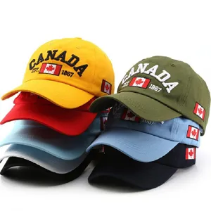 Vintage Distressed Baumwolle Baseballkappe Für Herren Damen Kanada Flagge Stickerei Gewaschen Soft Top Schirmmütze Sommer Sonnenhut