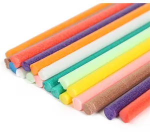 Close-up of colorful magic corn foam strips for DIY handmade children's crafts