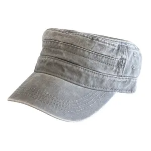 Cappellino cadet classico in denim grigio da uomo con cuciture decorative eleganti