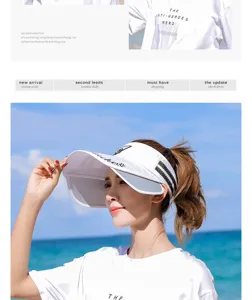 Outdoor-Lifestyle-Ansicht des weißen Sonnenvisiers für Damen mit Seitenteilen