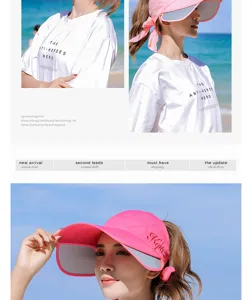 Pinker Damen Sonnenvisier mit ausziehbarem Rand für UV-Schutz am Strand im Sommer.