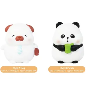 Tirelire mignonne pour enfants avec motifs chien et panda, décor de bureau.