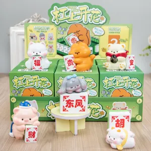 Lindas figuras de caja ciega de animales con fichas de Mahjong para decoración de escritorio