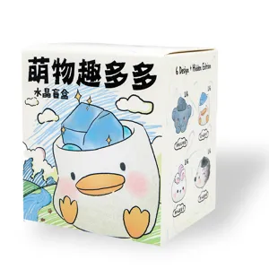 Dettaglio della confezione blind box in cristallo con diversi design ed edizione nascosta