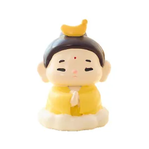 Adorabile statuetta di Buddha in resina su base a nuvola per decorazione scrivania di casa