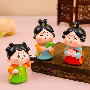 Cute Tang Dynasty lady figurines for home and office desk decoration Chinese style gift
