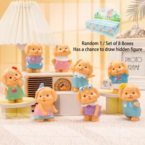 Cartoon Hund Harz Blind Box Figur Süße Bell Familie Serie Schreibtisch Ornament Niedliche Haustier Welpen Modell Spielzeug Für Kinder Zimmer Dekoration Geschenk