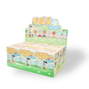 Detailed view of Happy Dog Time Train cartoon puppy resin blind box collectible display