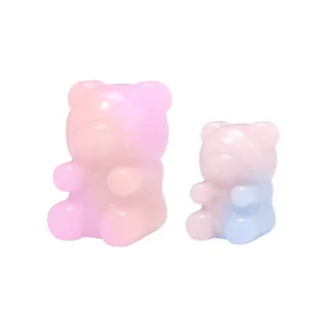 Translucent gradient candy bear figurines, creative healing blind box miniatures for desk decor