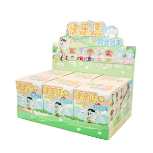 Happy Dog Time Train blind box set with cartoon dog resin figures in display box