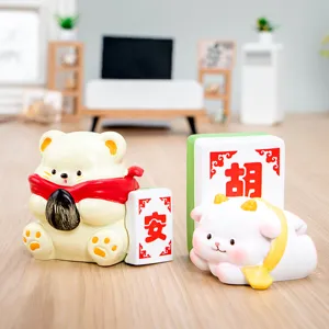 Lindas figuras de animales con tema de Mahjong para decoración de escritorio