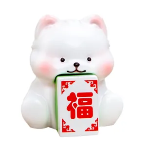 Figura creativa de mahjong blanco con carácter Fu para decoración de escritorio