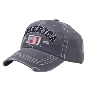 Vintage Washed Baumwolle Baseballkappe USA Flagge Amerika Stickerei Distressed Verstellbar Snapback Hut Für Damen Herren Lässig Outdoor Kappe