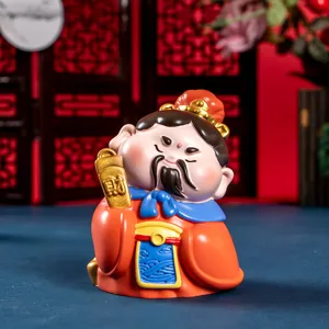Statuetta di Caishen Dio della Ricchezza in resina miniatura portafortuna decoro