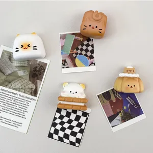 Cute 3D cartoon cat and bear resin fridge magnets set for stylish home kitchen decoration