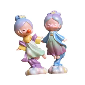 Lindas figuras de hadas voladoras de Dunhuang estilo Hanfu para decoración de escritorio.