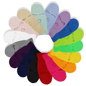 3-Loch Strick Sturmhaube Gesichtsmaske Winter Acryl Warme Beanie Lustige Stickerei Outdoor Radfahren Halsschutz Ohrenschutz Skimaske Für Herren Damen