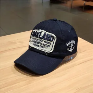 Cappellino da Baseball Vintage in Cotone Ricamato per Uomo Donna Motivo Oakland Marine Ancora Casual Protezione Solare Sport Hat