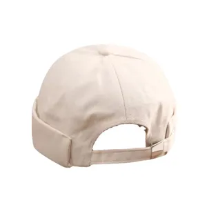 Retro beige docker-muts zonder rand van premium katoen met verstelbare metalen gesp