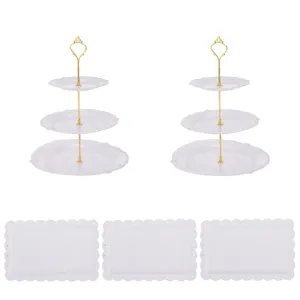 Europäische 3-stöckige Etagere und Teller Set für Party Hochzeit Kuchen Display.
