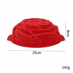 Grande stampo per torta in silicone rosso a forma di rosa per dolci DIY, 25 cm di larghezza 8 cm.