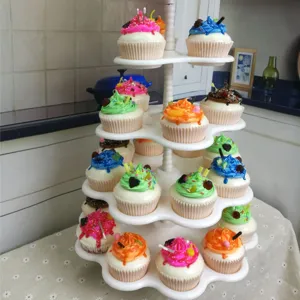 Soporte blanco de 5 niveles para cupcakes torre de postres para fiestas pasteleria