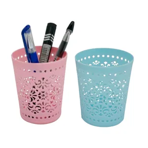 Portapenne in plastica carino e cavo organizer da scrivania per ufficio rosa e blu 2