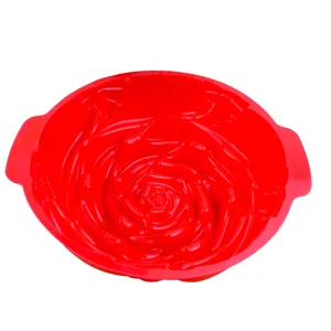 Grande stampo per torta in silicone rosa rosso, teglia resistente per compleanni fai da te.