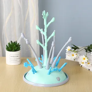 Escurridor de biberones con ramas de pájaros, soporte de secado para accesorios.