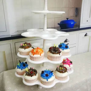 Soporte blanco para cupcakes de 5 niveles torre de postres para fiesta y cumpleaños.