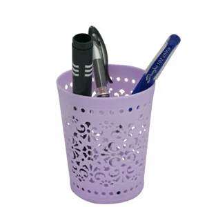Portapenne cavo in plastica viola organizzatore da scrivania contenitore cancelleria