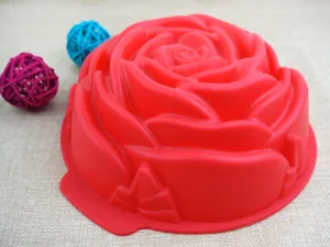 Grande stampo per torta in silicone a rosa per cottura fai-da-te, teglia floreale resistente.