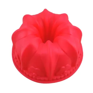 Molde Grande de Silicona para Pasteles con Forma de Lirio y Corona Bandeja Redonda en Espiral para Hornear DIY Mousse
