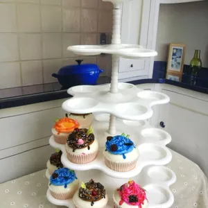 Soporte blanco para cupcakes de 5 niveles torre de exhibición de postres fiesta