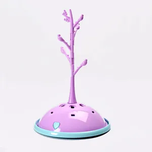 Escurridor de biberones portátil para bebés con ramas de árbol y aves, organizador multifuncional.