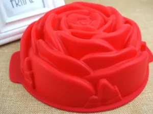 Grande stampo per torta in silicone rosa rosso, teglia resistente al calore per dessert di compleanno.