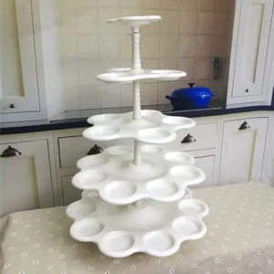 Λευκή βάση cupcake 5 επιπέδων πύργος προβολής επιδορπίων για πάρτι και γάμο διακόσμηση.