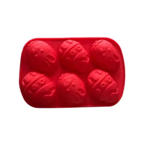 Molde de silicona de 6 cavidades huevo de pascua conejo para repostería cocina.