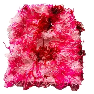 Fashionable shaggy pink and red fuzzy knitted beanie for warm winter outdoor accessory
