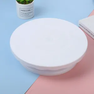 Manual Rotating Cake Turntable Plastic Round Cake Stand Baking Tool For DIY Cake Decorating Kitchen Gadget White