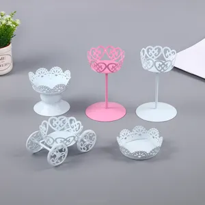 European Style Iron Cake Stand Hollow Lace Dessert Table Centerpiece Wedding Birthday Party Cup Display Tray Decor